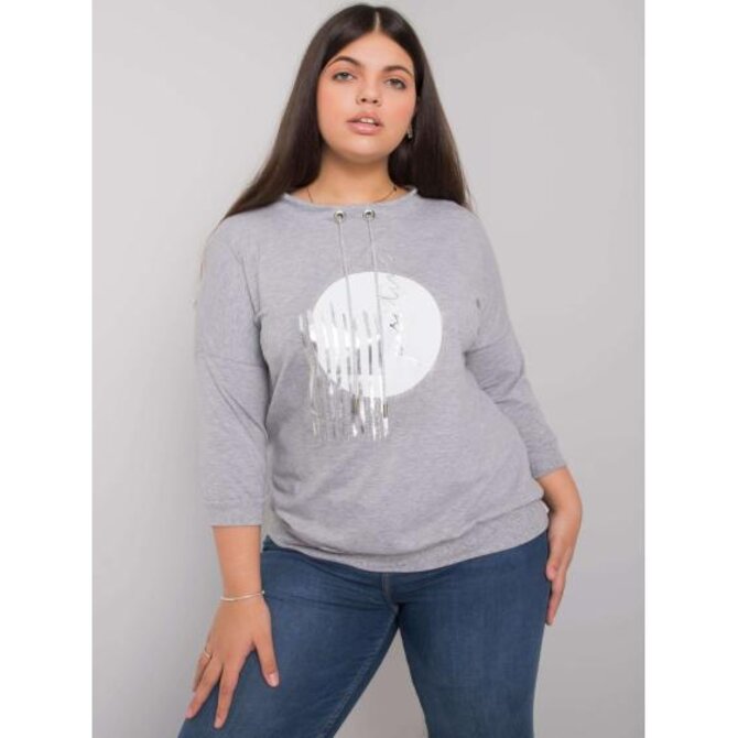 Dámská halenka melanžová plus size BELLA šedá Šedá, Univerzální