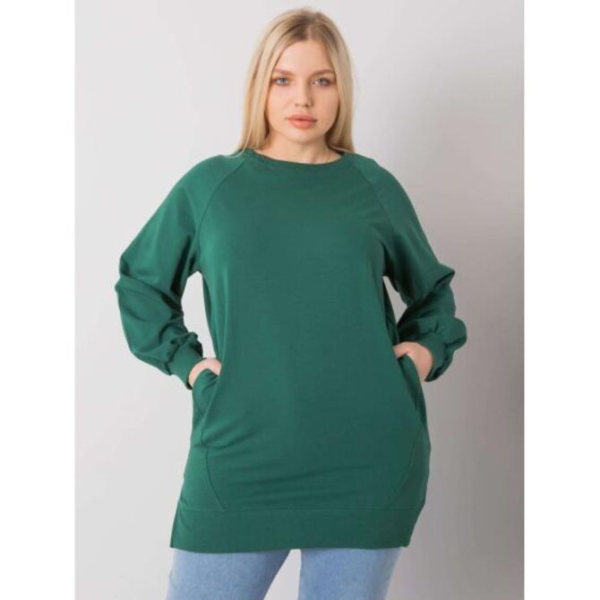 Dámská halenka hladká plus size TOLEDO tmavě zelená Tmavě zelená, Univerzální