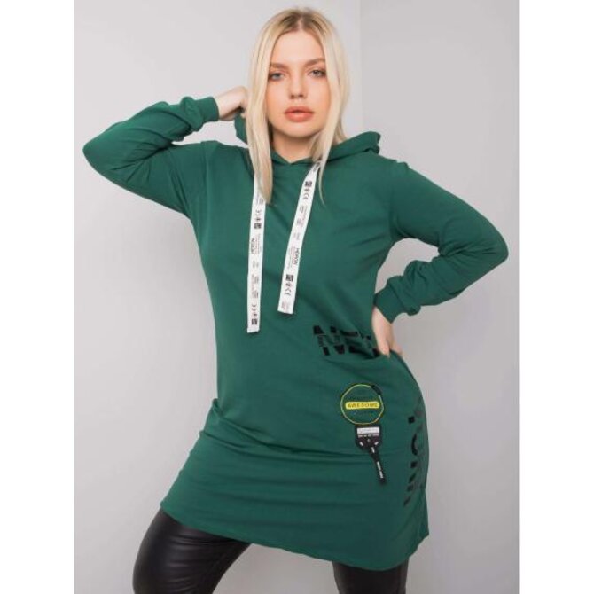 Dámská tunika s kapucí plus size ASHFORD tmavě zelená Tmavě zelená, Univerzální