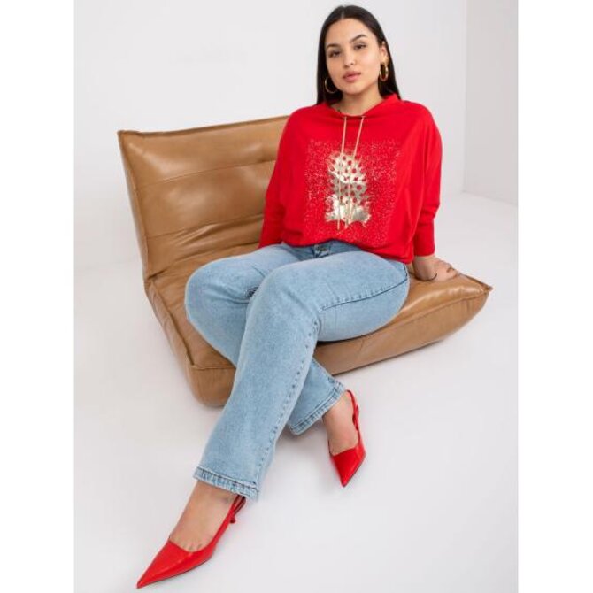 Dámská halenka s kamínky plus size MANON červená Červená, Univerzální