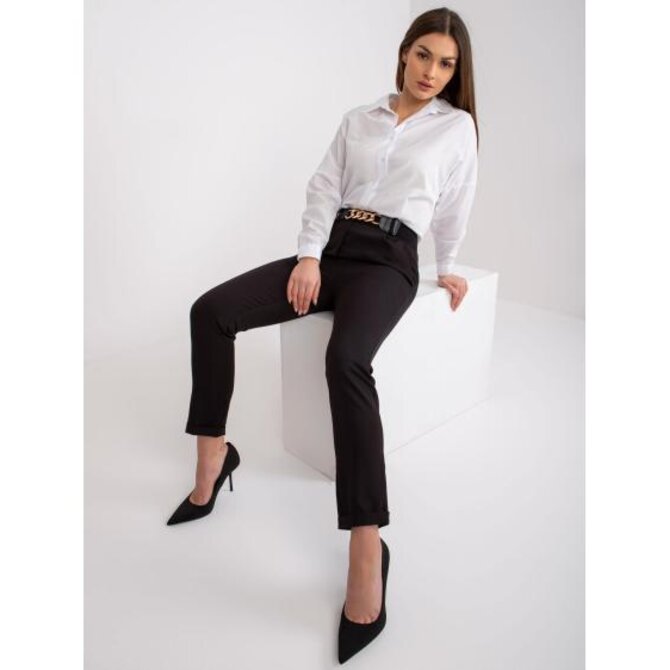 Dámské kalhoty s páskem elegantní SEVILLE černé Černá, S