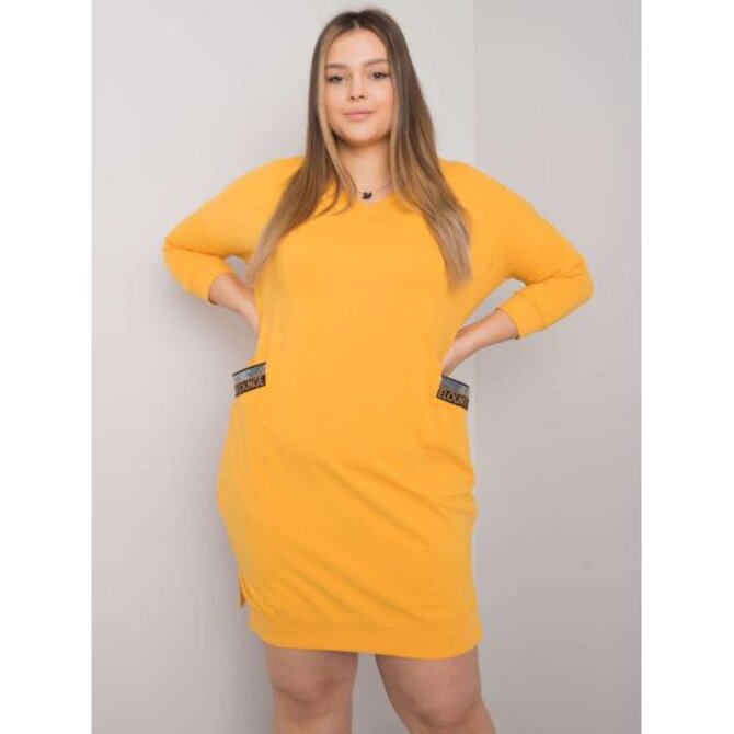 Dámské šaty s kapsami plus size SUSAN žluté Žlutá, Univerzální