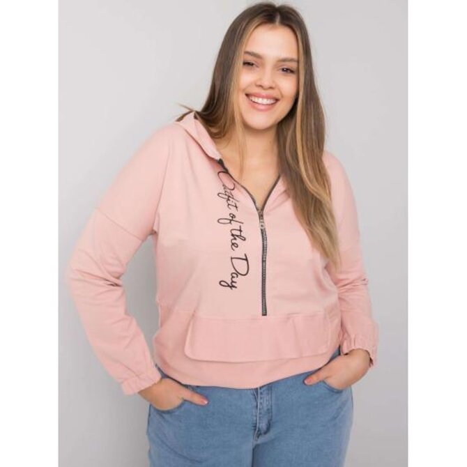 Dámská mikina hladká plus size ELISA růžová Růžová, Univerzální