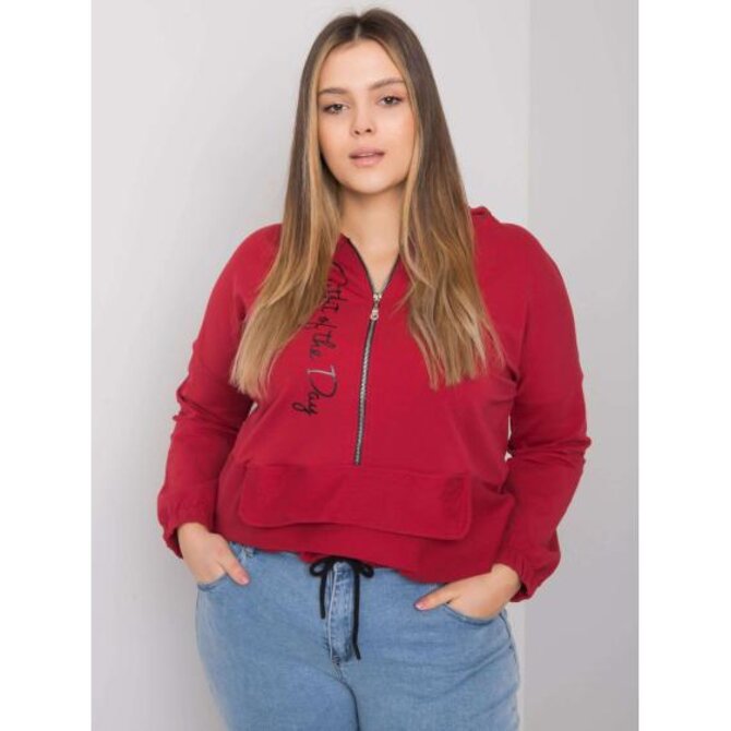 Dámská mikina KAYLEE s kapucí plus size bordó Kaštanová, Univerzální