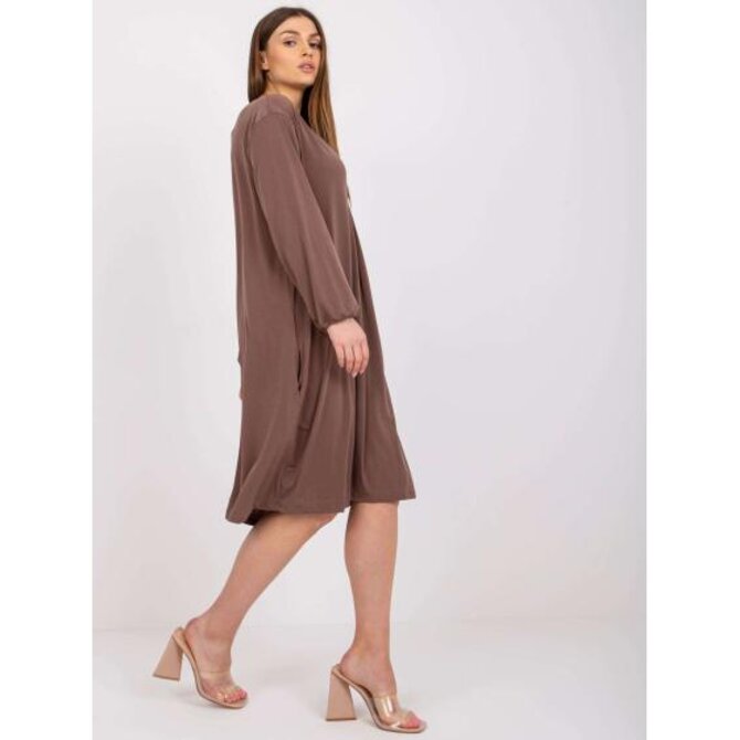 Dámské šaty oversize midi RIMINI hnědé Hnědá, Univerzální
