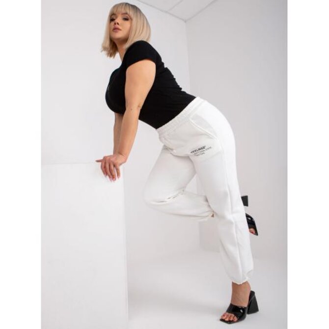 Dámské tepláky s bavlnou plus size BANNI bílé Bílá, L
