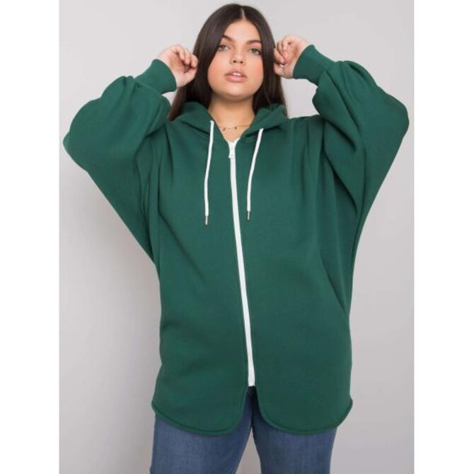 Dámská mikina plus size ELLA tmavě zelená Tmavě zelená, Univerzální