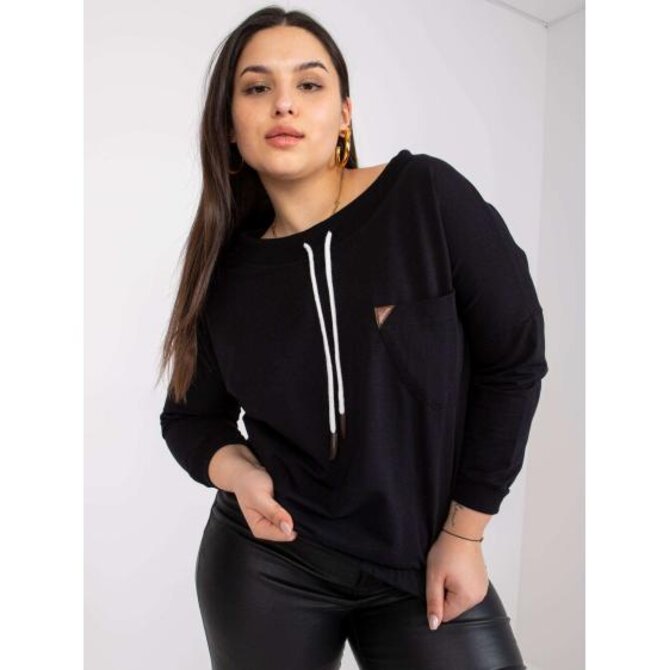 Dámská mikina krátká plus size LOUNA černá Černá, Univerzální