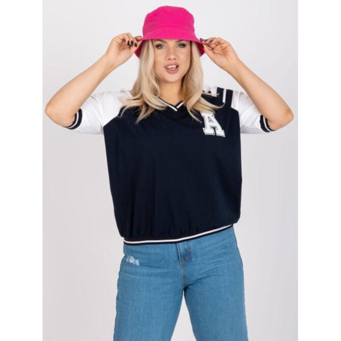 Dámská halenka plus size s krátkým rukávem SHORTY modrobílá Vícebarevný, Univerzální