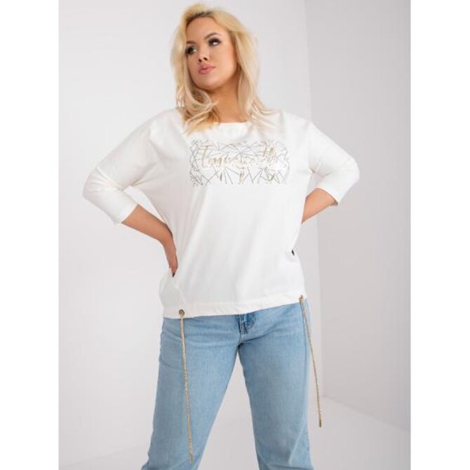 Dámská halenka se stříbrnou nášivkou bavlněná plus size CIL ecru Ecru, Univerzální