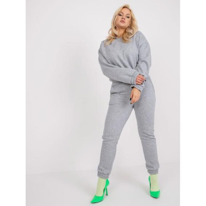 Dámské komplet s kapsami melanžové plus size TIERNAN šedé Šedá, L