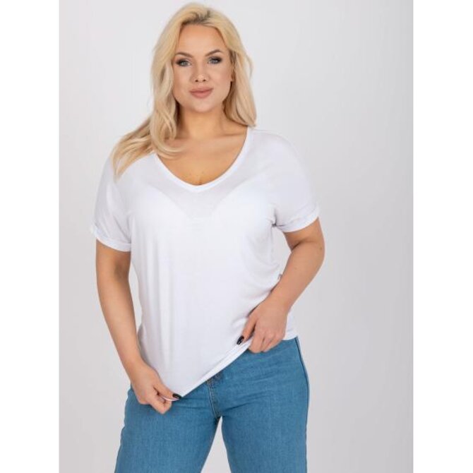 Dámská halenka s výstřihem do V plus size DINA bílá Bílá, Univerzální