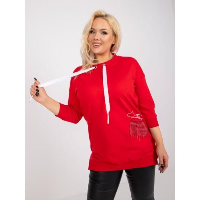 Dámská tunika bavlněná plus size s nášivkou INNA červená Červená, Univerzální