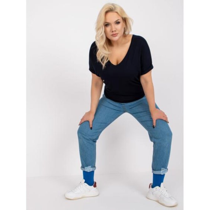 Dámská halenka s krátkými rukávy viskózová plus size DINA námořnická modrá Námořnická modrá, Univerzální
