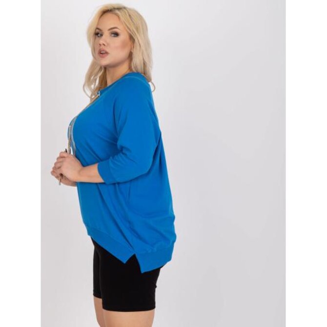 Dámská halenka se zlatou nášivkou plus size AMELIA tmavě modrá Námořnická modrá, Univerzální