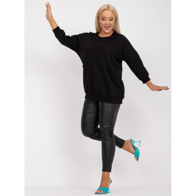 Dámská halenka pro každodenní nošení  hladká plus size BASIC černá Černá, Univerzální