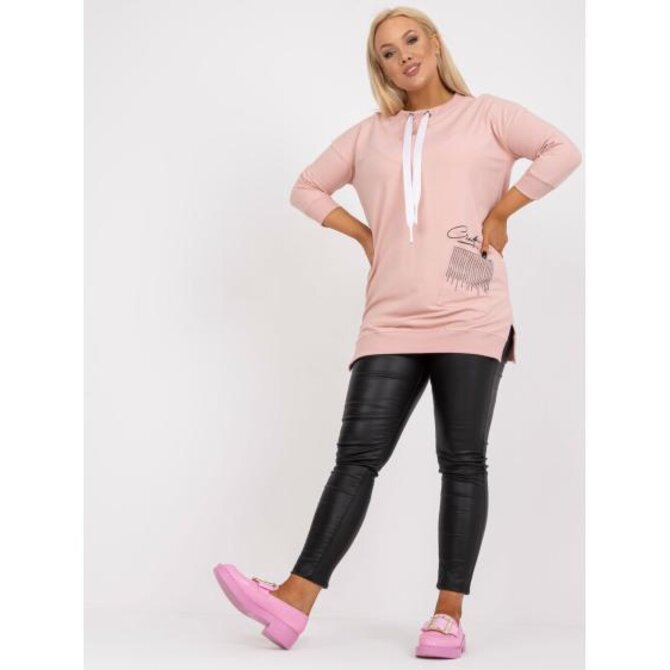 Dámská tunika s rozparky bavlněná plus size SYLVANIE růžová Růžová, Univerzální