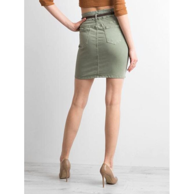 Dámská sukně džínová vypasovaná ELLEA khaki Khaki, 34