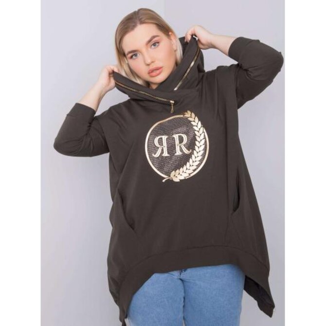 Dámská mikina plus size FANTASY tmavě khaki Khaki, Univerzální