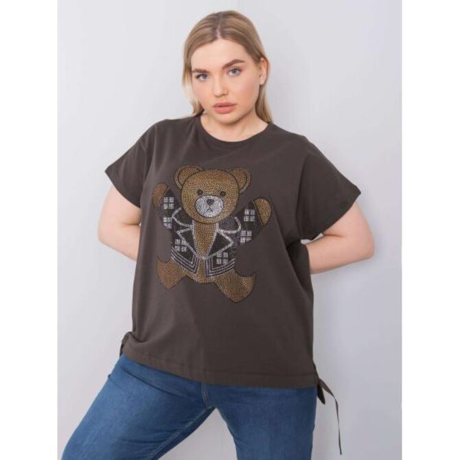 Dámská halenka plus size MARLENE tmavě khaki Khaki, Univerzální