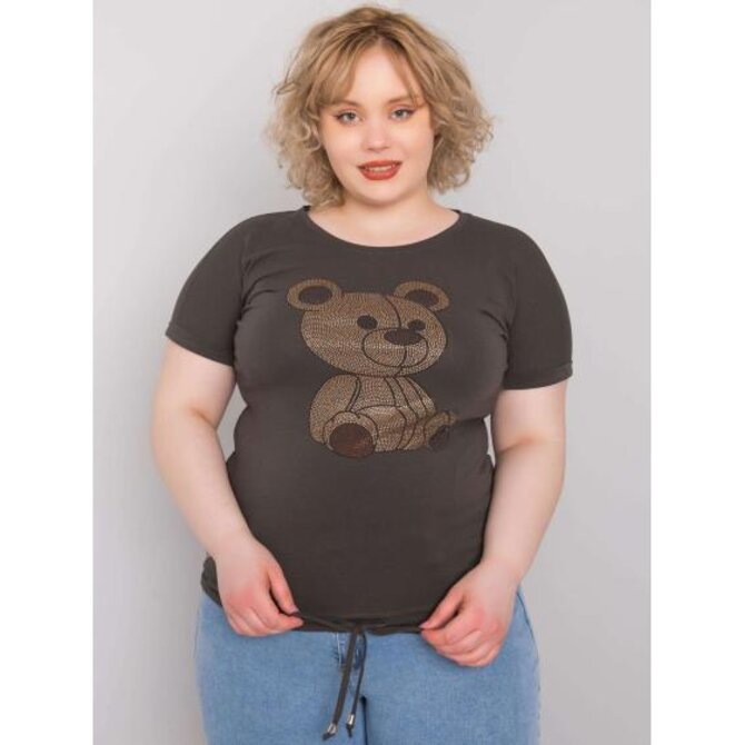 Dámská halenka s kamínky plus size LUCE tmavě khaki Khaki, Univerzální
