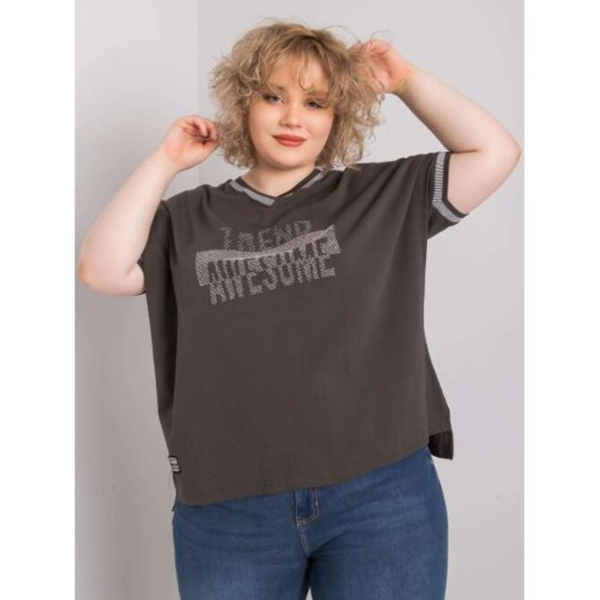Dámská halenka plus size BILLI tmavě khaki Khaki, Univerzální