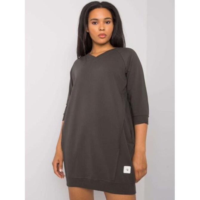 Dámské šaty bavlněné plus size KARISSA tmavě khaki Khaki, Univerzální