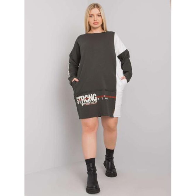 Dámská tunika bavlněná plus size ELEASHA tmavě khaki Khaki, Univerzální
