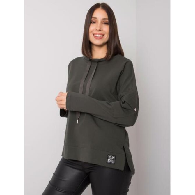 Dámská halenka s kapsami na rukávech khaki plus size LUNNARA tmavě Khaki, Univerzální