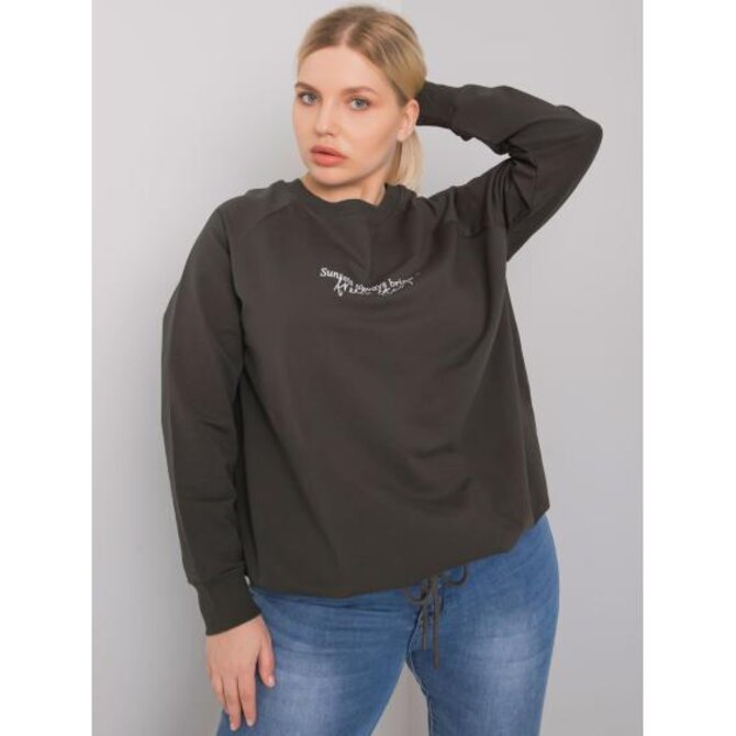 Dámská mikina s nápisem plus size MARLOW tmavě khaki Khaki, Univerzální
