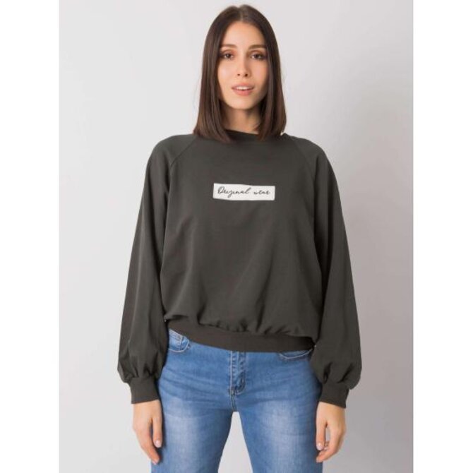 Dámská mikina s kapucí plus size HARIETTE tmavě khaki Khaki, Univerzální
