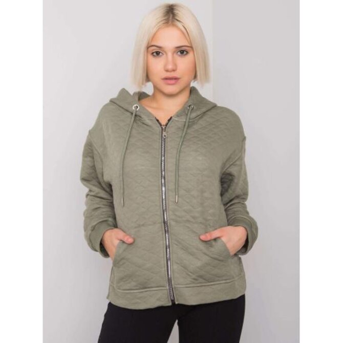 Dámská mikina na zip prošívaná AREZZO khaki Khaki, S/M