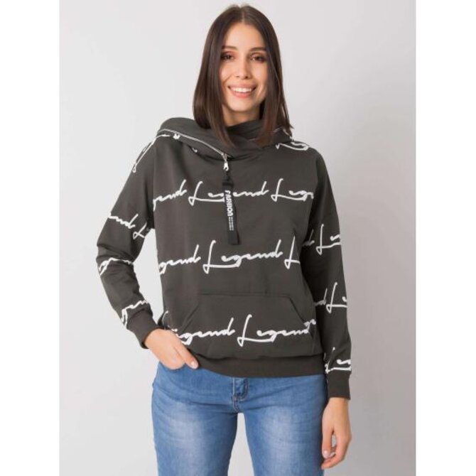 Dámská mikina s kapsou plus size JOSSY tmavě khaki Khaki, Univerzální