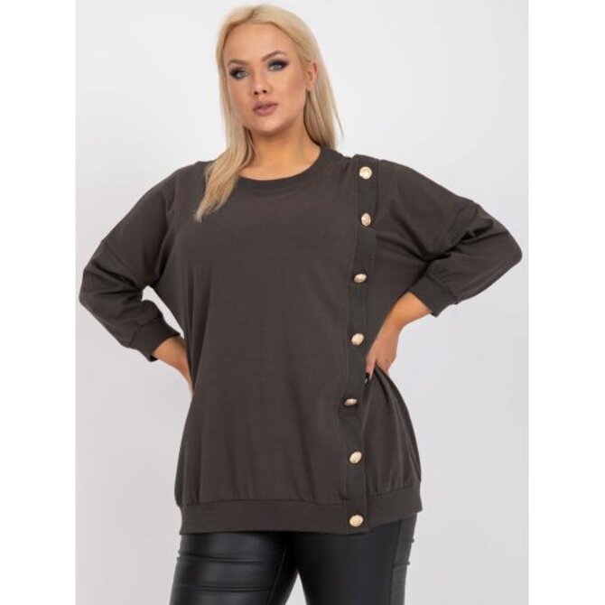 Dámská halenka s kulatým výstřihem plus size BRIGITTE khaki Khaki, Univerzální