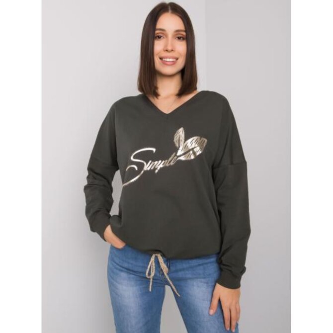Dámská halenka s potiskem plus size JULIEE tmavě khaki Khaki, Univerzální