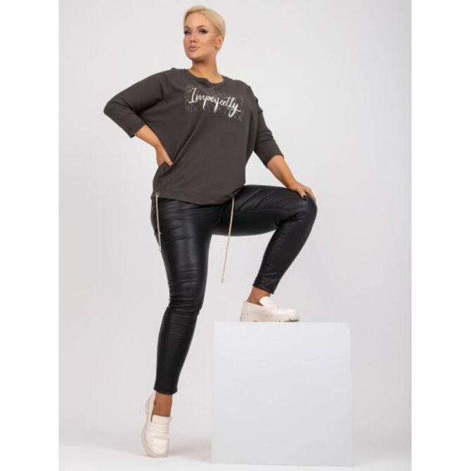 Dámská halenka s volným střihem bavlněná plus size DOROTHY khaki Khaki, Univerzální