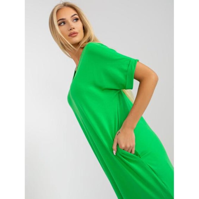 Dámské šaty s kapsami oversize OCH BELLA zelené Zelená, S