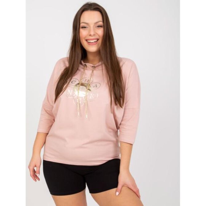 Dámská halenka s 3/4 rukávy plus size WESTON růžová Růžová, Univerzální
