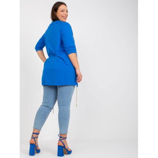 Dámská halenka s nášivkou volná plus size FREE tmavě modrá Námořnická modrá, Univerzální