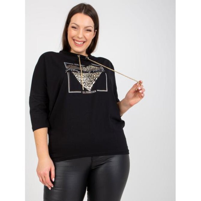 Dámská halenka plus size s potiskem NILES černá Černá, Univerzální