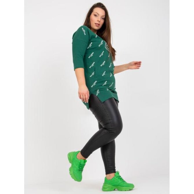Dámská halenka s 3/4 rukávy dlouhá plus size ARCENIO tmavě zelená Tmavě zelená, Univerzální