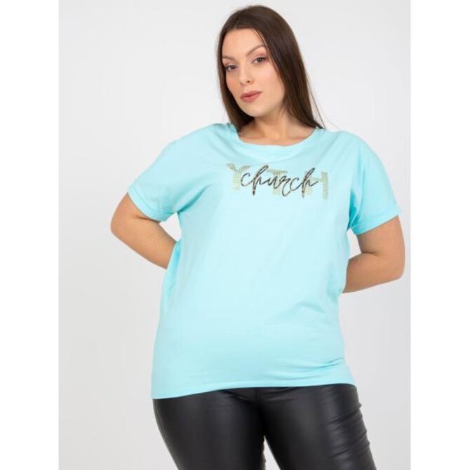 Dámské triko s výstřihem na zádech plus size ASHLYN mátové Mátová, Univerzální