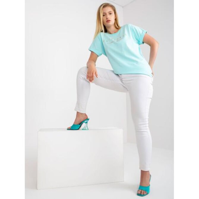 Dámské tričko se zlatým nápisem plus size DERICK mátové Mátová, Univerzální