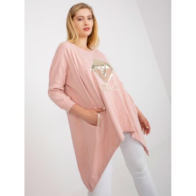 Dámská halenka s kapsami dlouhá plus size CHARITY růžová Růžová, Univerzální