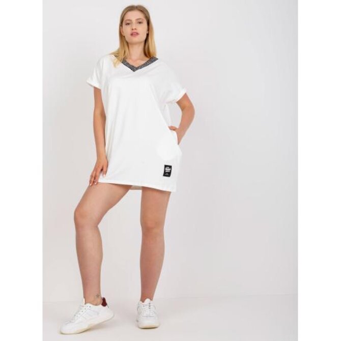 Dámská halenka s výstřihem na zádech plus size ALFORD bílá Bílá, Univerzální
