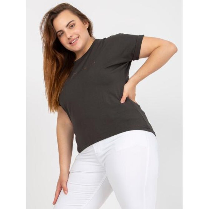 Dámské tričko asymetrické plus size bavlněné  MIA khaki Khaki, Univerzální