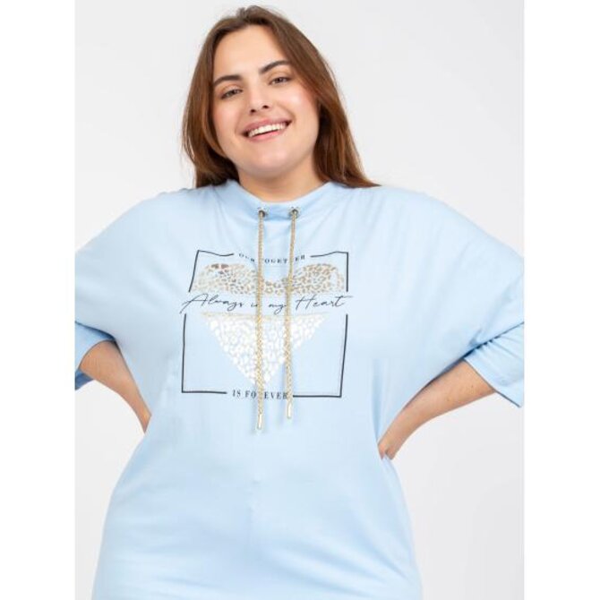 Dámská halenka plus size s 3/4 rukávy CLARA světle modrá Světle modrá, Univerzální