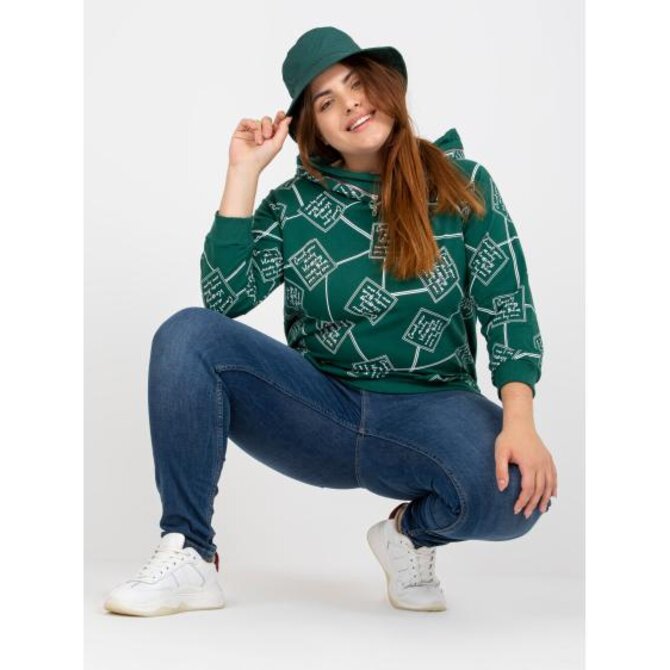 Dámská mikina s kapucí plus size DIANN zelená Tmavě zelená, Univerzální