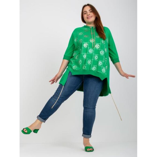 Dámská halenka s nášivkou plus size RONALDA zelená Zelená, Univerzální