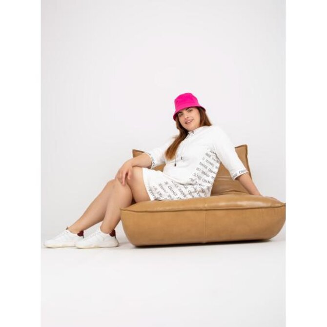 Dámské šaty s nápisy mini plus size BEULAH bílé Bílá, Univerzální